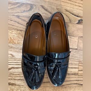 Black Tassel Patent Leather Loafers